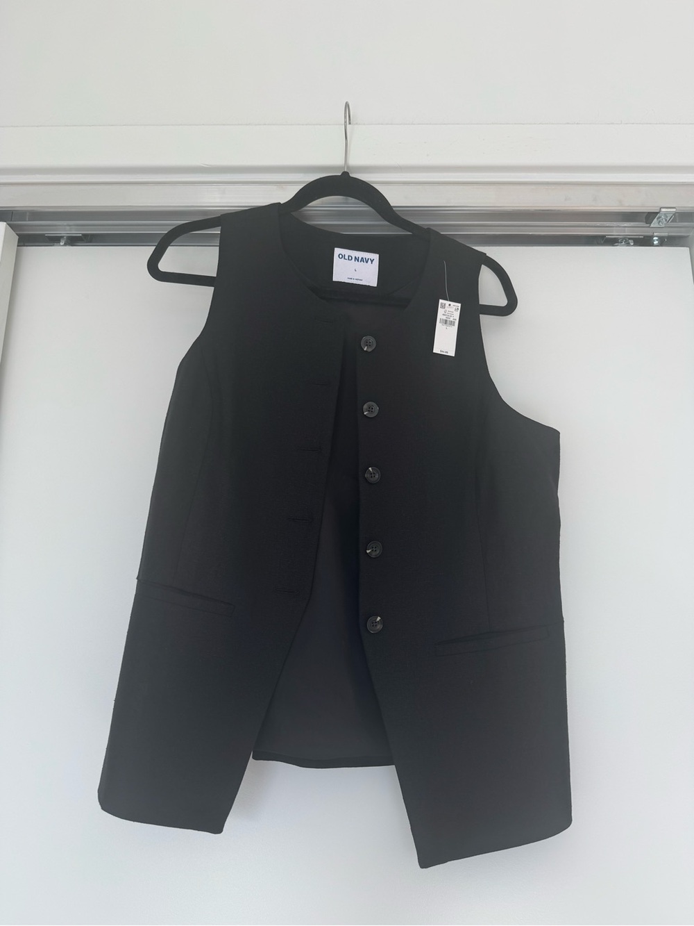 Old Navy Black Long Sleeveless Button Vest